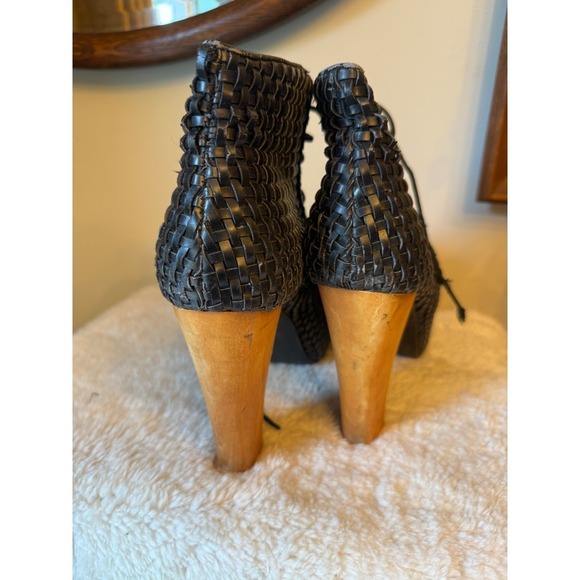 Jeffrey Campbell lita spike Woven Platform Ankle Boots Lace Up Chunky Heels 10M - Picture 3 of 9